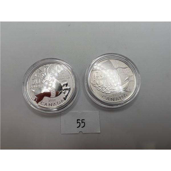 2 x  Fine Silver Canadian $20 Coins (Set 6)