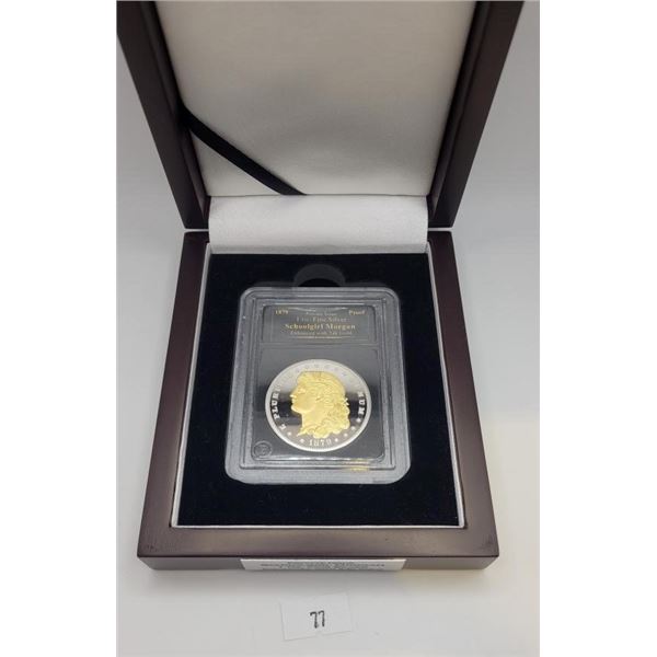 1879 Fine Silver "School Girl" Morgan with 24K Gold