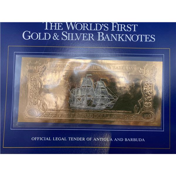 Canada $1000 Gold Plated Bill & $100 Antrigua and Barbuda Gold Plated Bill