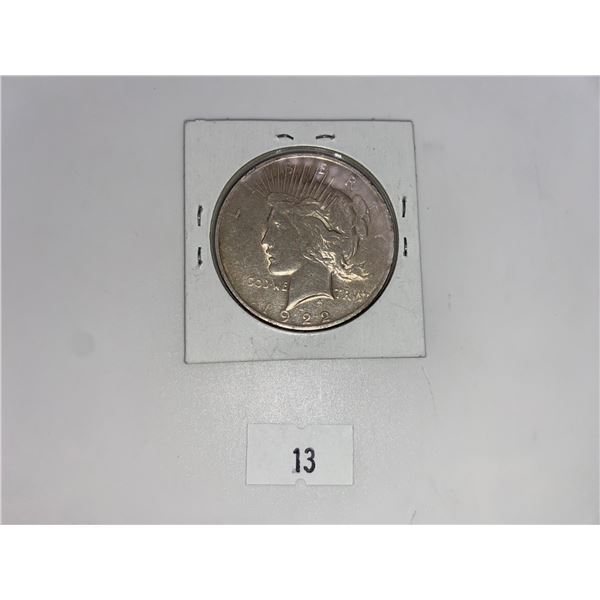 American Coins - 1922 Silver Peace Dollar, Slabbed Half Dollar, Nickles and Pennie Set