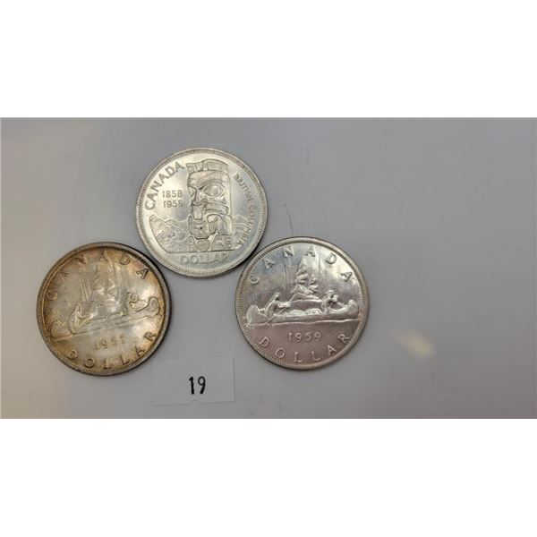 Canadian Late 50's Silver Dollars