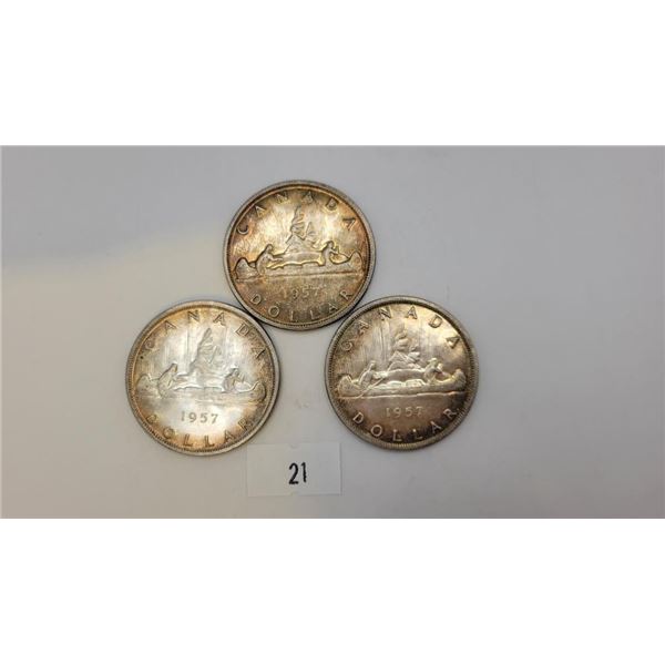 Canadian 1957 Silver Dollars
