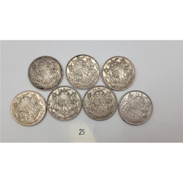 Canadian 1940's Silver Half Dollars