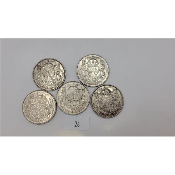 Canadian Mid-Century Silver Half-Dollars