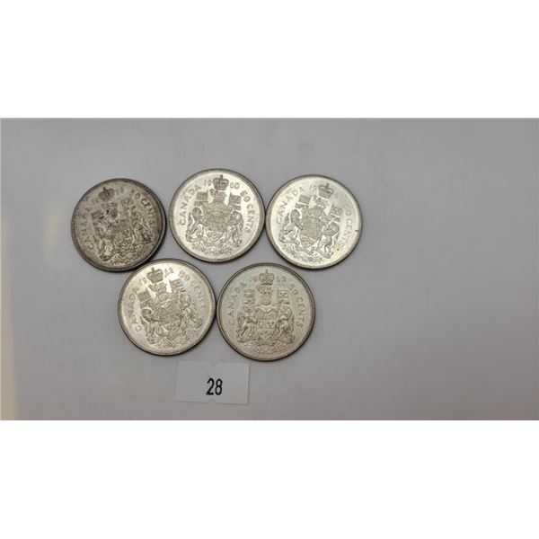 Canadian Early 60's Silver Half Dollars