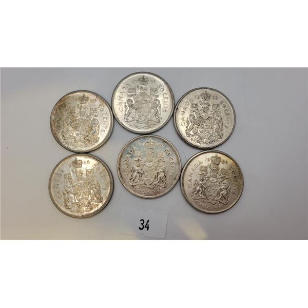 Canadian 1966 Silver Half Dollars