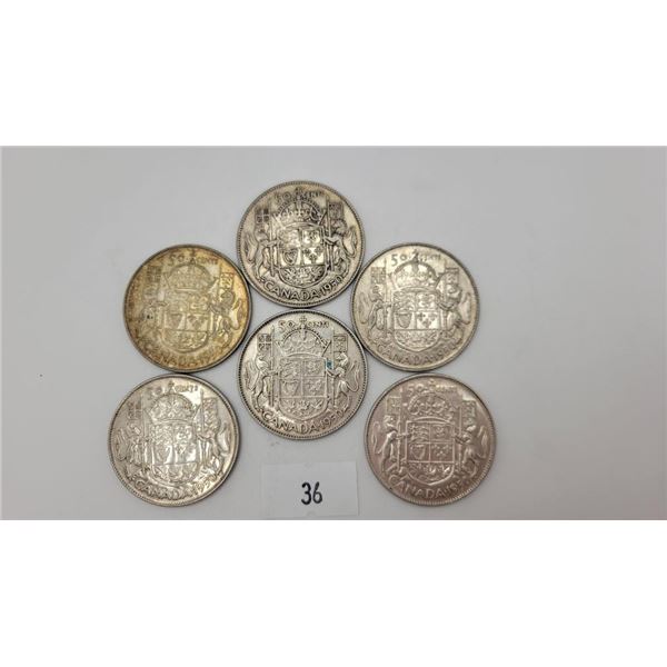 Canadian 1950 Silver Half-Dollars