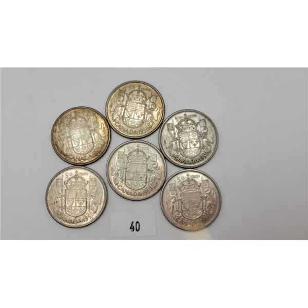Canadian 1958 Silver Half-Dollars