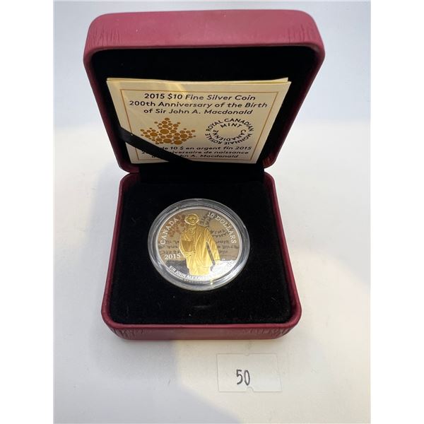 Canadian 2015 Silver 10 Dollar Coin "Macdonald"