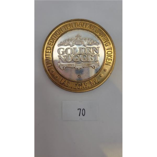 Las Vegas Golden Nugget Silver 10 Dollar Gaming Token