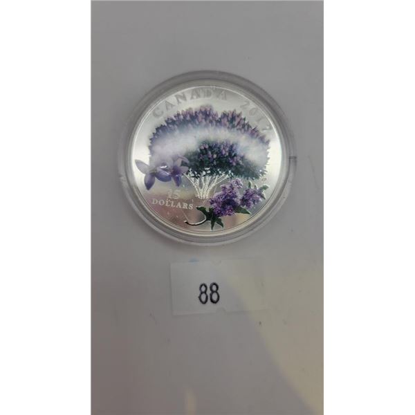 2017 Canadian Silver 15 Dollar Coin "Lilac"