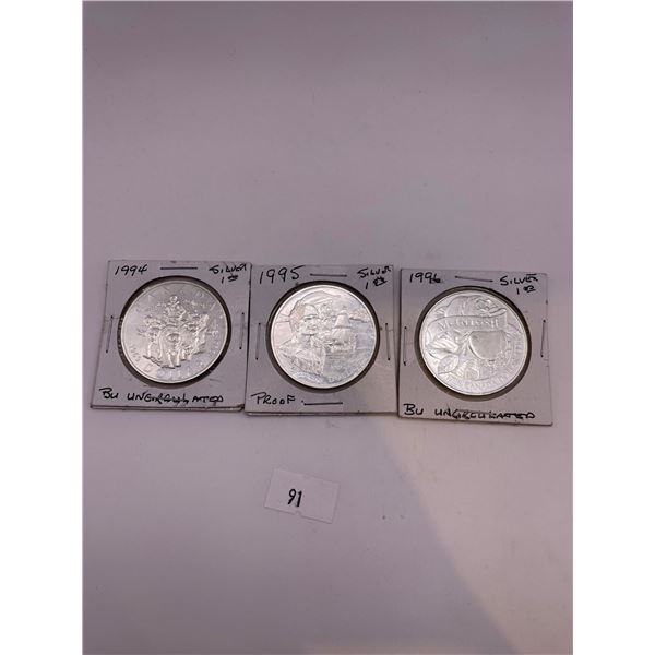 1994, 1995, 1996 RCM .925 Dollars