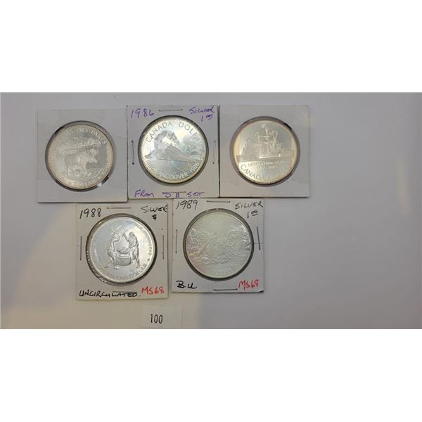 Late 80s Canadain Silver Dollars