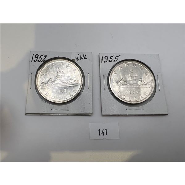 1952 & 1955 Canadian Silver Dollars