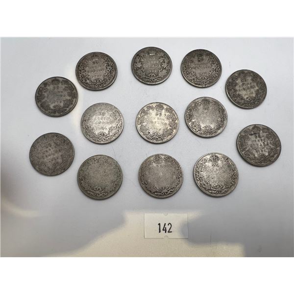 Canadian Silver King Edward Quarters Various Years