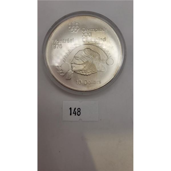 1976 Montreal Olympics Silver 10 Dollar Coin "Shot Put"