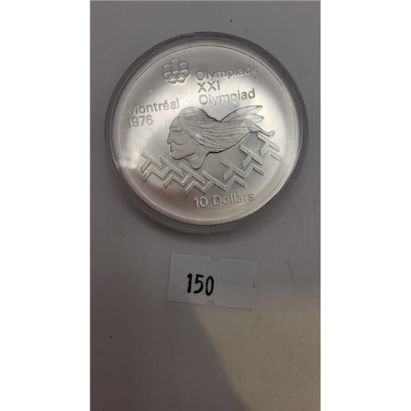 1976 Montreal Olympic Silver 10 Dollar Coin "Hurdles"