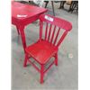 Image 2 : Red Childs Wood Table and Chair