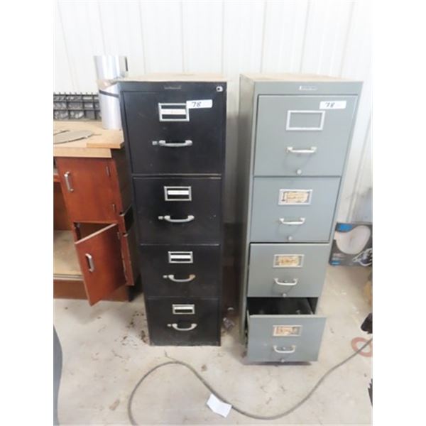 (2) 4 Drawer Metal Filing Cabinets