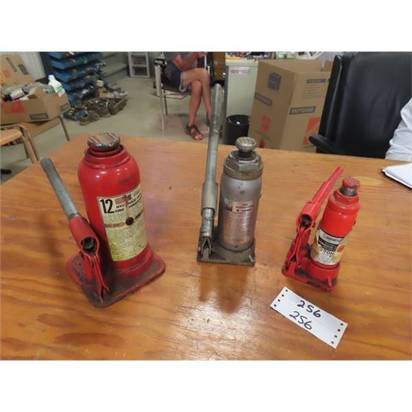 3 Hydraulic Jacks 12 Ton, 6 Ton, 2 Ton