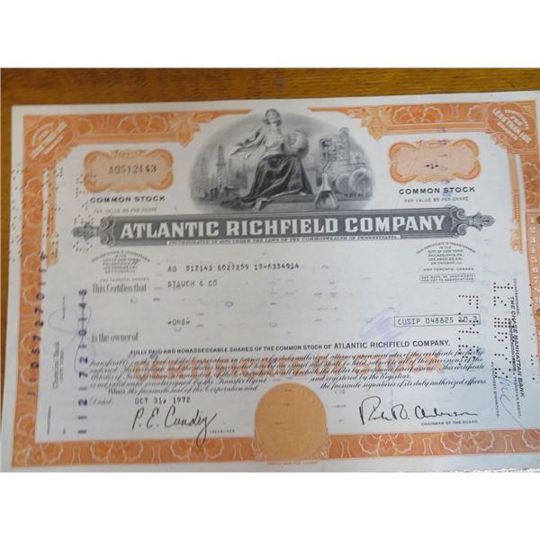 Atlantic Richfield Stock Certificate
