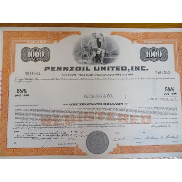 Pennzoil Stock Certificate