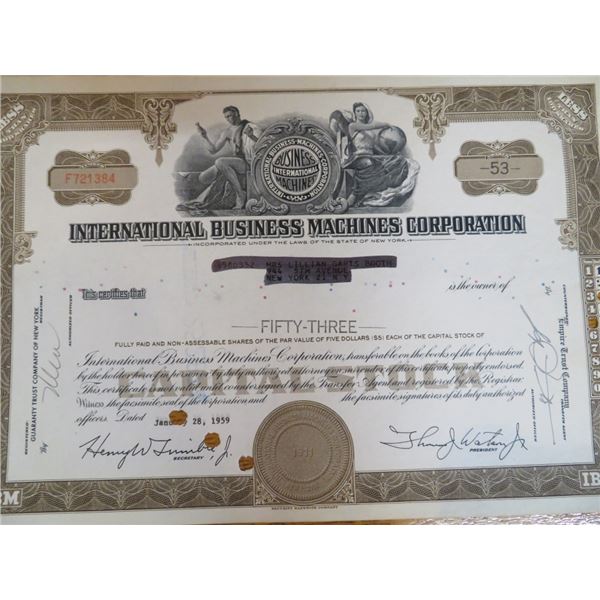 Famous IBM Stock Certificate