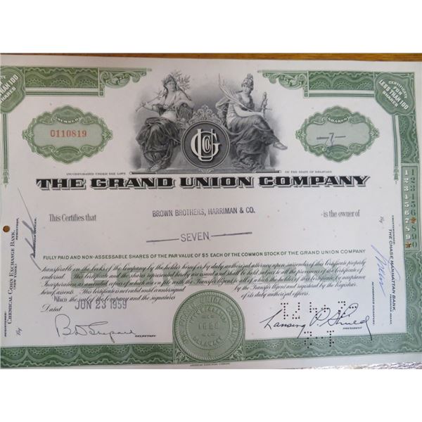 Grand Union Stock Certificate