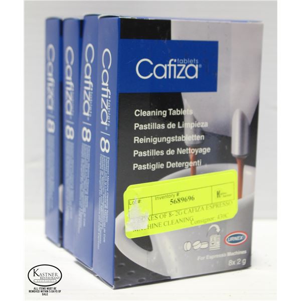 4 BOXES OF 8- 2G CAFIZA ESPRESSO MACHINE CLEANING