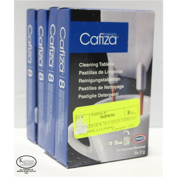 4 BOXES OF 8- 2G CAFIZA ESPRESSO MACHINE CLEANING