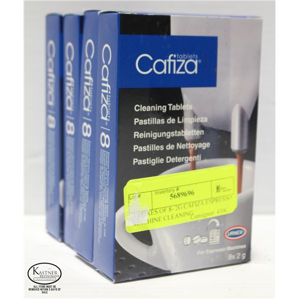 4 BOXES OF 8- 2G CAFIZA ESPRESSO MACHINE CLEANING