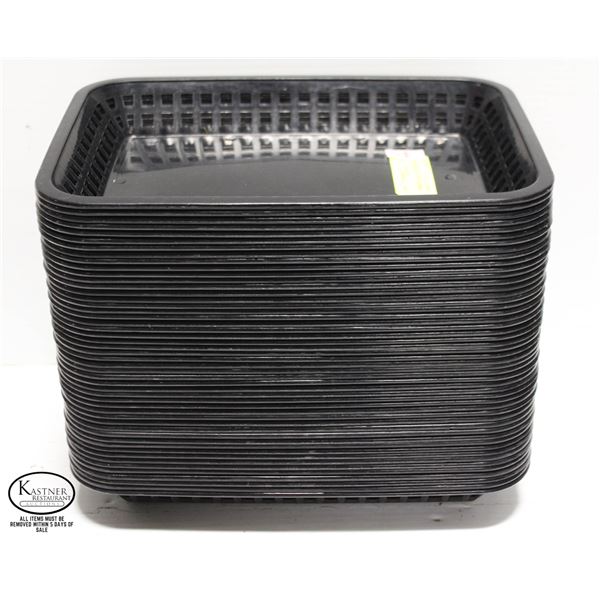 APPROX 49 BLACK SERVING BASKETS 8" X 11"