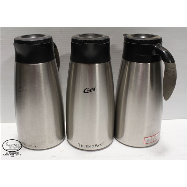 LOT OF 3 CURTIS THERMOPRO 1.9L INSULATED POUR POTS