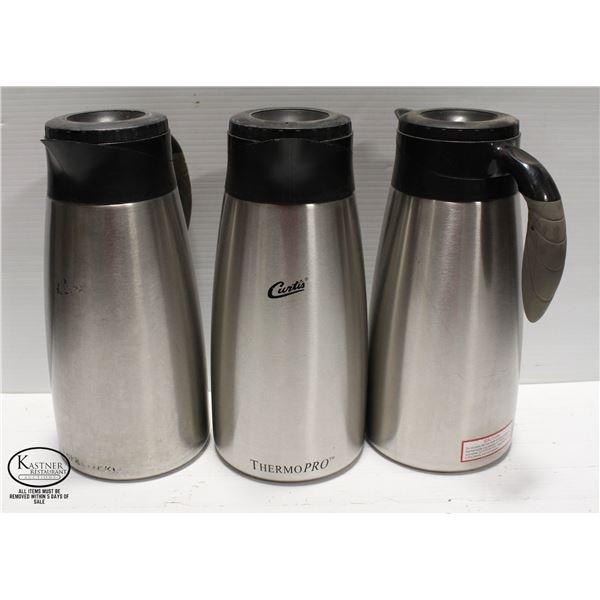 LOT OF 3 CURTIS THERMOPRO 1.9L INSULATED POUR POTS