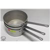 THREE 3QT HD ALUMINUM SAUCEPANS / POTS
