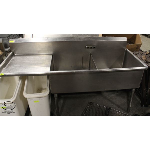 QUEST COMMERCIAL STAINLESS STEEL 2-WELL SINK