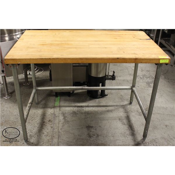 4' WOODEN TOP BAKERS TABLE - 48" X 30" X 34"