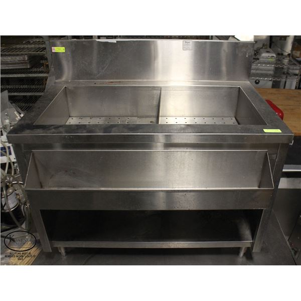 42" STAINLESS STEEL BAR / JOCKEY STATION W/ RAIL,