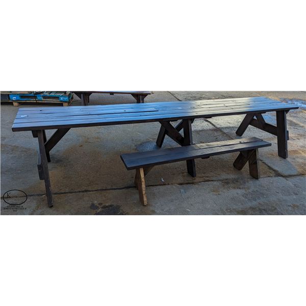 12' PICNIC STYLE DINING TABLE W/ 1 MATCHING 6 FOOT