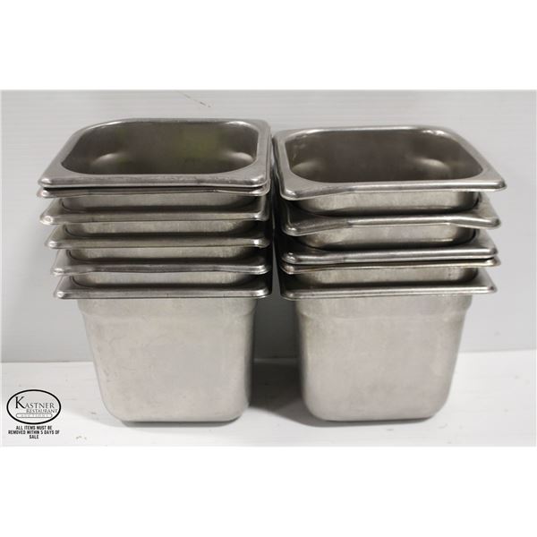 ELEVEN 1/6 SIZE STAINLESS STEEL INSERTS - 6"