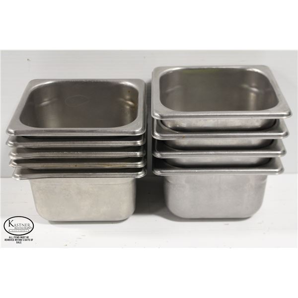 NINE 1/6 SIZE STAINLESS STEEL INSERTS - 2"