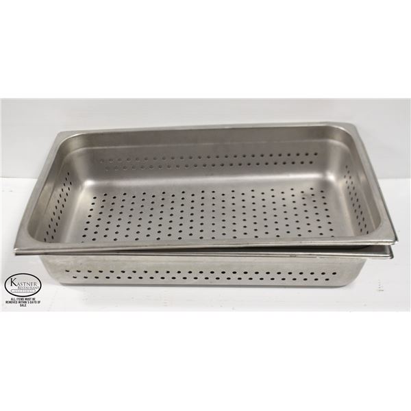 TWO FULL SIZE STAINLESS STEEL PERFORATED INSERTS