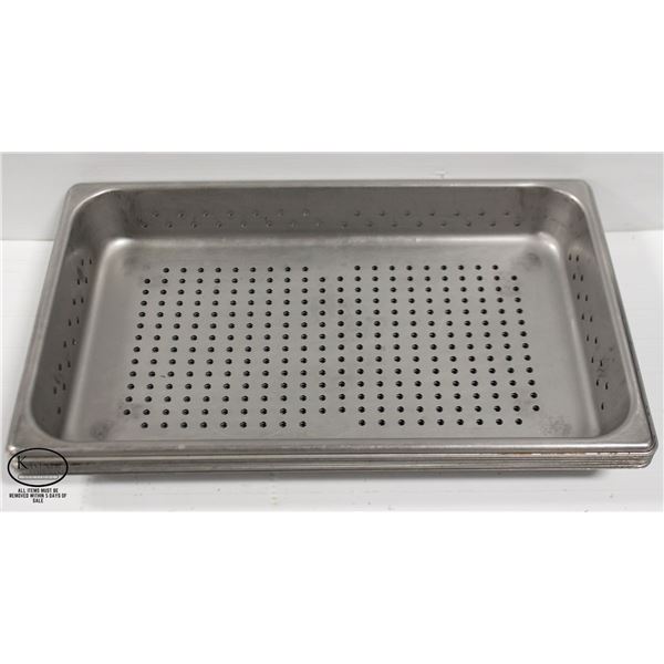 SIX FULL SIZE STAINLESS STEEL PERFORATED INSERTS