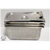 Image 1 : THREE 1/3 SIZE STAINLESS STEEL INSERTS W/ LID - 6"