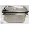 Image 1 : THREE 1/3 SIZE STAINLESS STEEL INSERTS W/ LID - 6"