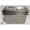 Image 1 : THREE 1/3 SIZE STAINLESS STEEL INSERTS W/ LID - 6"