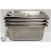 Image 1 : THREE 1/3 SIZE STAINLESS STEEL INSERTS W/ LID - 6"