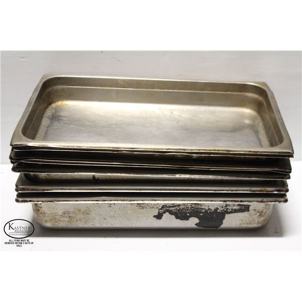5 FULL SIZE STAINLESS STEEL INSERTS & 2 WATERPANS