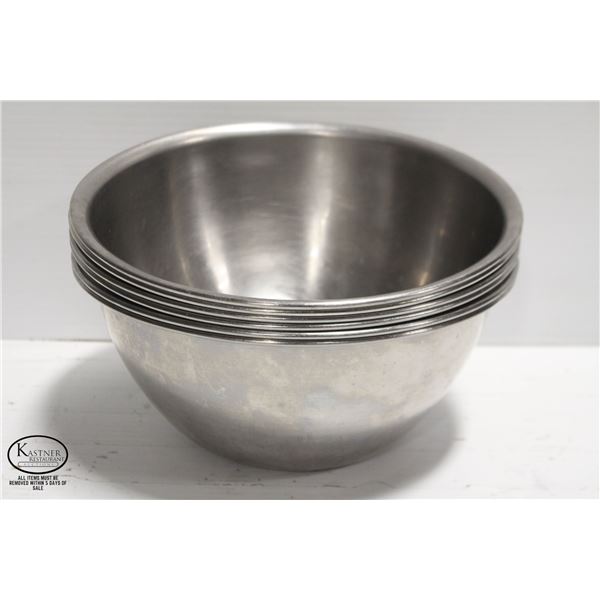 6 BROWNE 3.78L STAINLESS STEEL MIXING BOWLS