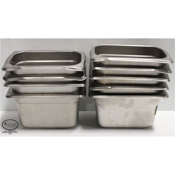 NINE 1/9 SIZE STAINLESS STEEL INSERTS - 3"